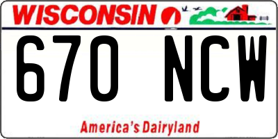 WI license plate 670NCW