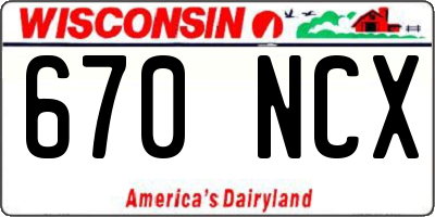 WI license plate 670NCX
