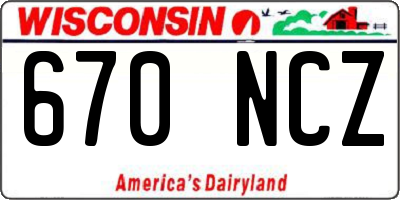 WI license plate 670NCZ