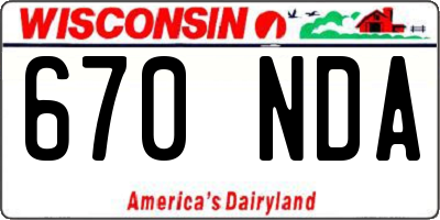 WI license plate 670NDA