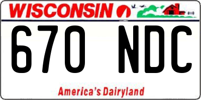 WI license plate 670NDC