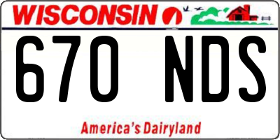 WI license plate 670NDS