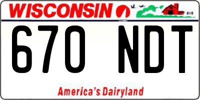 WI license plate 670NDT