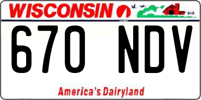 WI license plate 670NDV