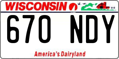 WI license plate 670NDY