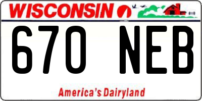 WI license plate 670NEB