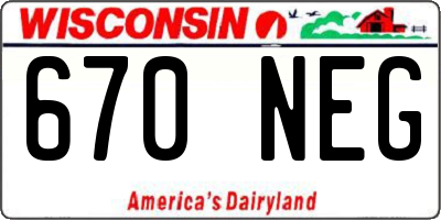 WI license plate 670NEG