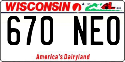 WI license plate 670NEO