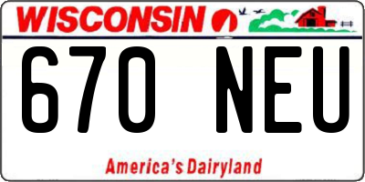 WI license plate 670NEU