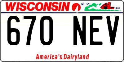 WI license plate 670NEV