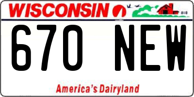 WI license plate 670NEW