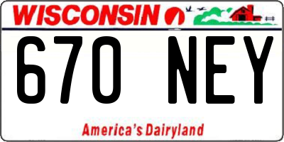 WI license plate 670NEY