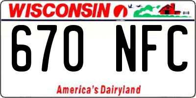WI license plate 670NFC