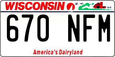 WI license plate 670NFM