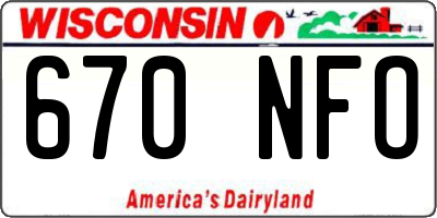 WI license plate 670NFO