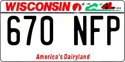 WI license plate 670NFP