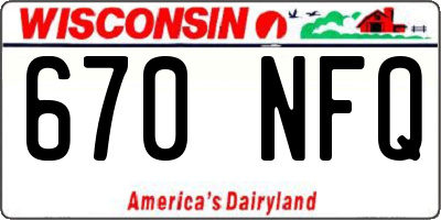 WI license plate 670NFQ