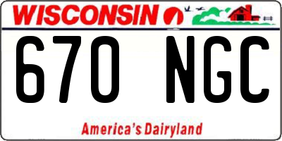 WI license plate 670NGC
