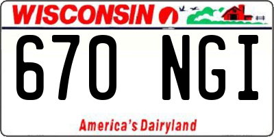 WI license plate 670NGI