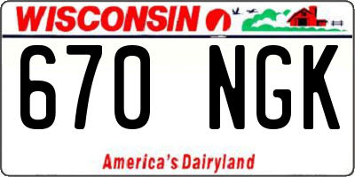 WI license plate 670NGK