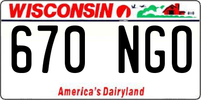 WI license plate 670NGO