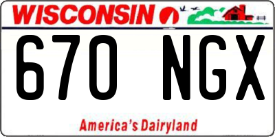 WI license plate 670NGX