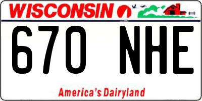 WI license plate 670NHE