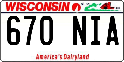 WI license plate 670NIA