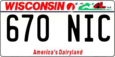 WI license plate 670NIC