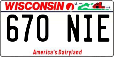 WI license plate 670NIE