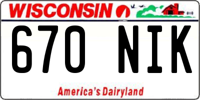 WI license plate 670NIK