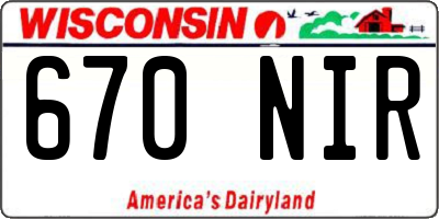 WI license plate 670NIR