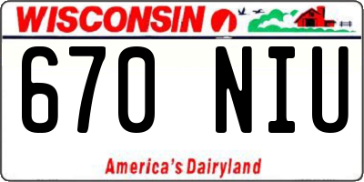 WI license plate 670NIU