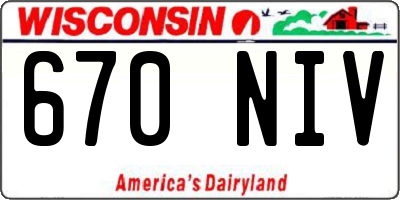 WI license plate 670NIV
