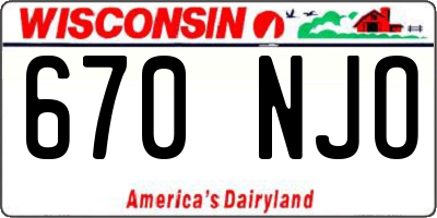 WI license plate 670NJO
