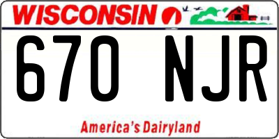 WI license plate 670NJR
