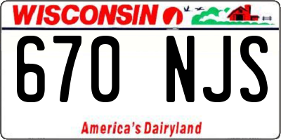 WI license plate 670NJS