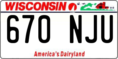 WI license plate 670NJU