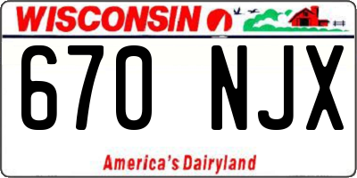 WI license plate 670NJX