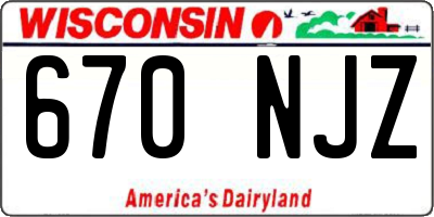WI license plate 670NJZ