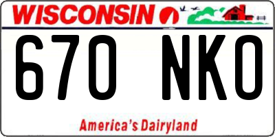 WI license plate 670NKO