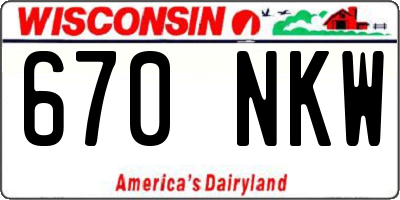 WI license plate 670NKW