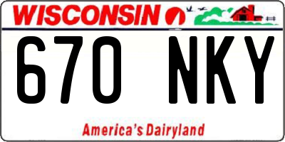 WI license plate 670NKY