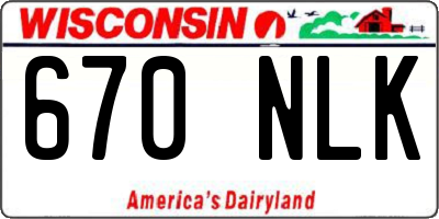WI license plate 670NLK