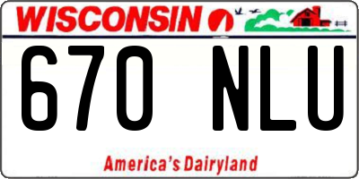 WI license plate 670NLU