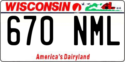 WI license plate 670NML