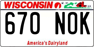 WI license plate 670NOK
