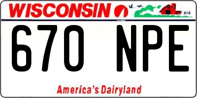 WI license plate 670NPE