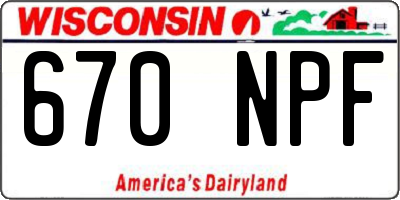 WI license plate 670NPF