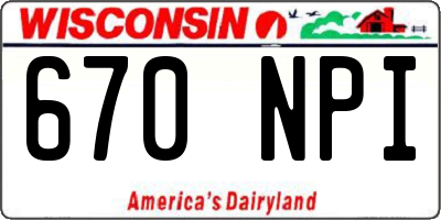 WI license plate 670NPI